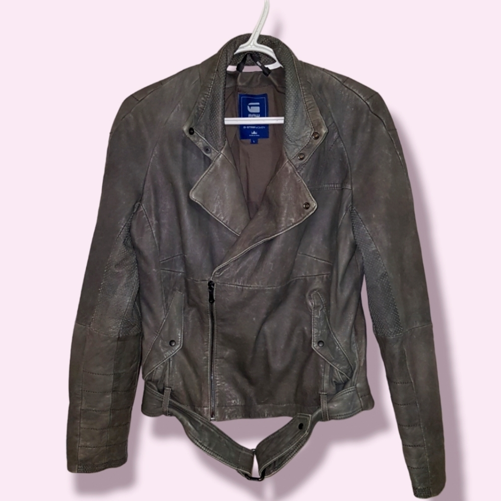 G-STAR RAW Lara Cropped Biker Jacket (Lambskin Leather)